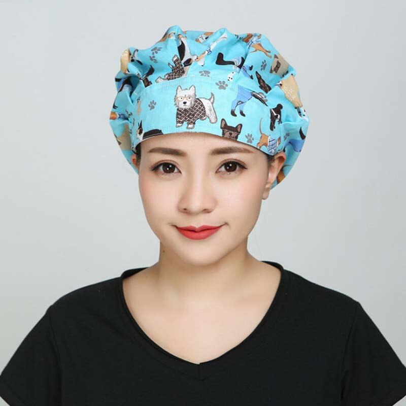 Restaurant Chef Work Hat Elastic Hat with Sweat Towel Cooking Cap Kitchen Hotel Work Hat Adjustable Animal Printing Catering Cap: 11