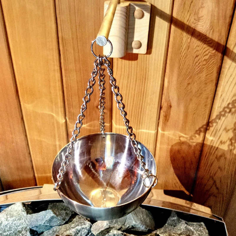 20cm Sauna Aromatherapy Oil Bowl Sauna Aroma Cup Bowl Stainless Steel Essential Oil Holder Sauna Steam Room Accessories