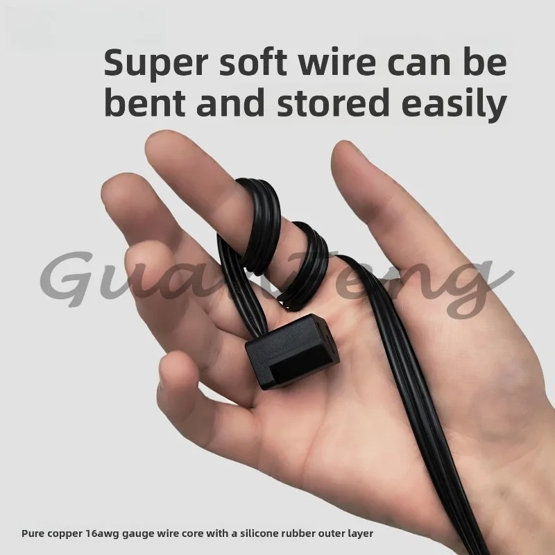 90-Degree Elbow Power Supply Extension Cable - Ultra-Thin Soft C13 to C14 3-Pin