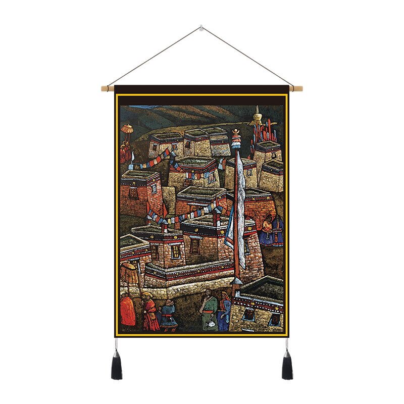 Tibetan Art Hanging Tapestry Velvet Cloth Scroll Painting Wall Pictures Home Tibet Bedroom Art Ethnic Decorative Wall Tapestries: 47x67cm A