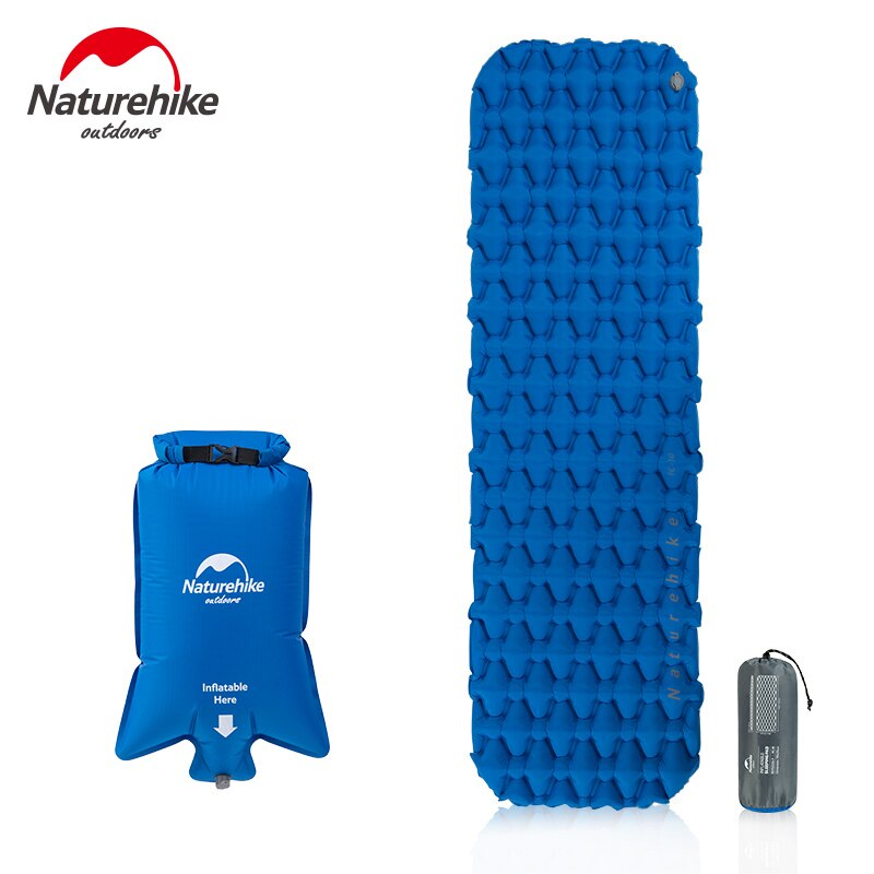Matelas gonflables d'air de coussin de couchage de Camping de naturetrekking avec le coussin de couchage extérieur ultra-léger d'oreiller pour la randonnée Trekking: Blue with air bag