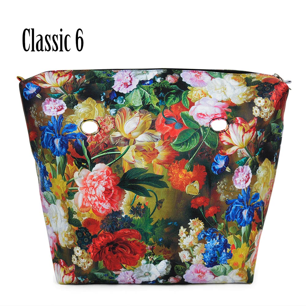 Inner Zipper Pocket Floral PU Leather Lining Waterproof Insert for Big Classic Mini Obag EVA O BAG Women Handbag: Classic 6