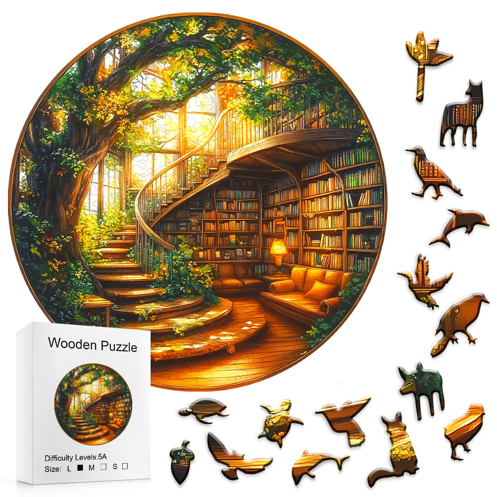 Fantasy Tree Series - Library - Wooden Puzzles Graduation or Birthday Home Decoration - Adult Puzzles