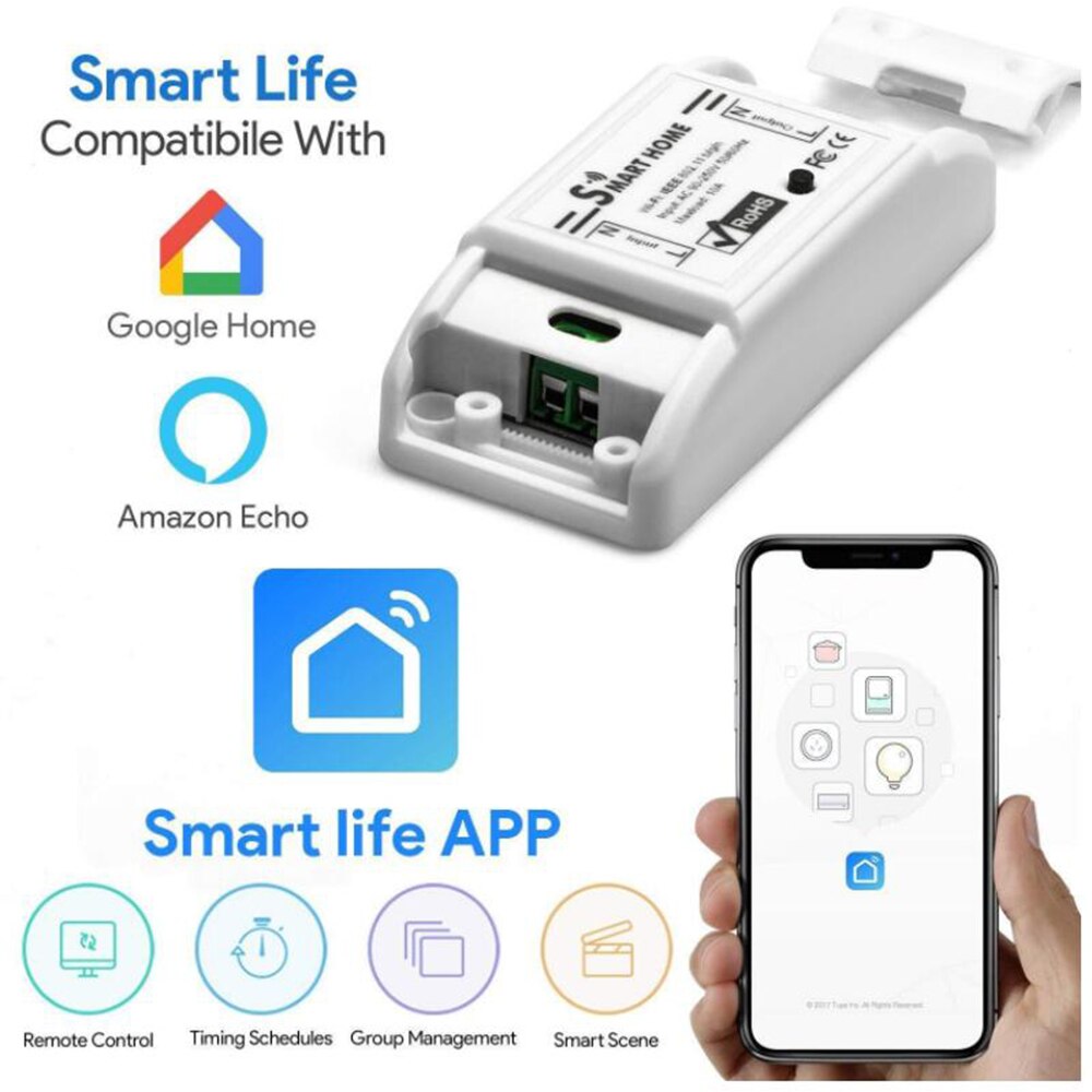 Tuya smart switch wifi smart home trådløs fjernbetjening on / off timer diy switch via smart life app arbejde med alexa google hjem