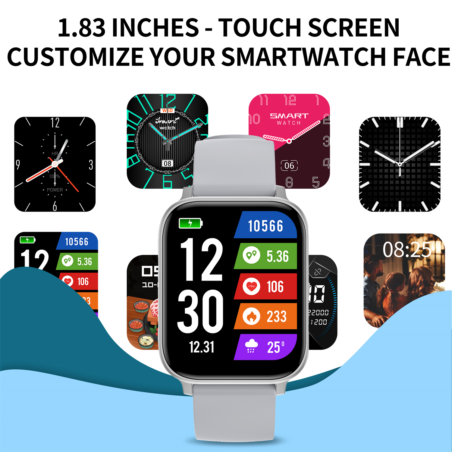 1.83 Cal sprytny zegarek robić fitnessu sportowy z ekranem dotykowym dla mężczyzn kobiet Bluetooth połączenie monitorowanie zdrowia AI głos asystent Smartwatch