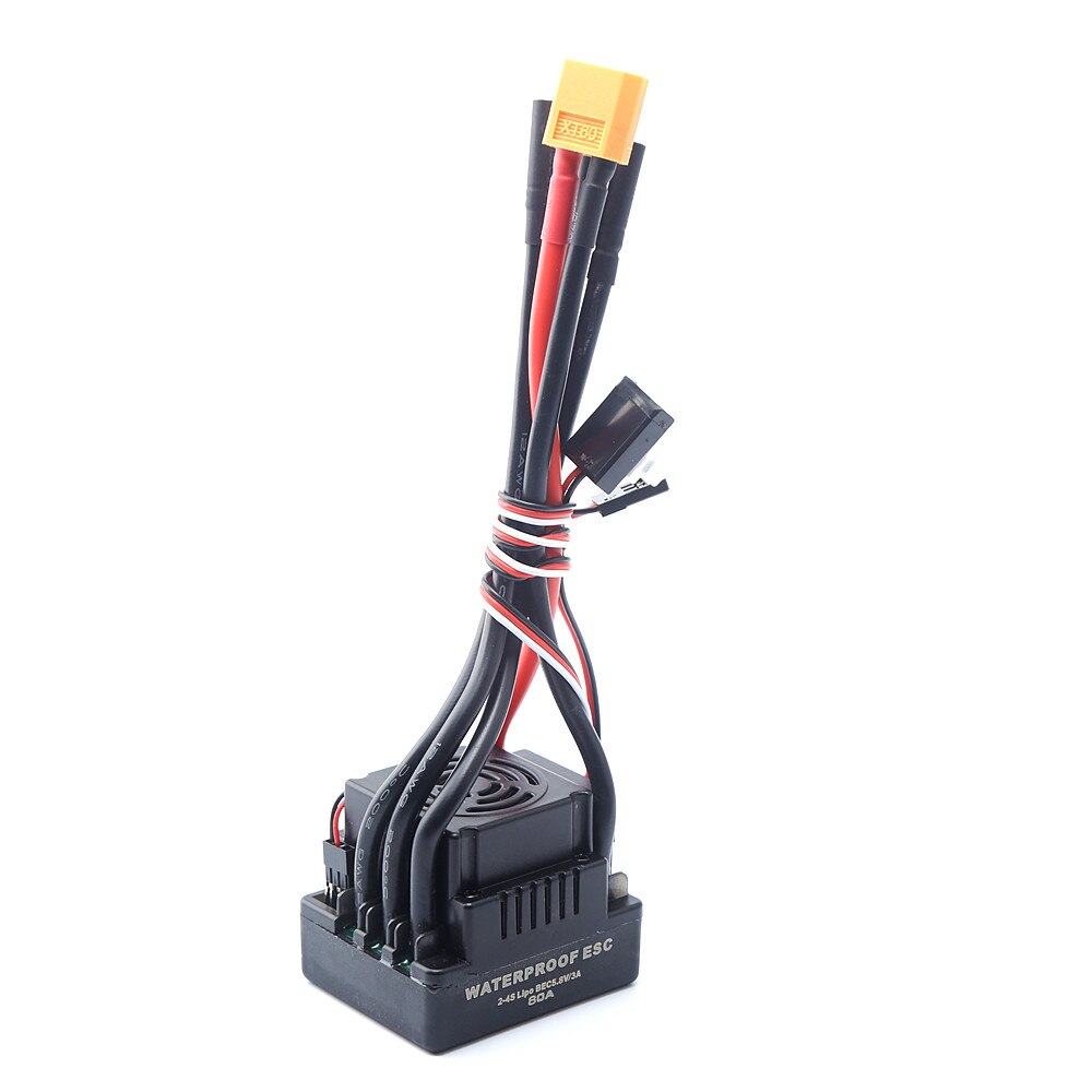 Upgrade Sensorless 60A 80A 120A S-80A S-120A Brushless Waterproof ESC Electric Speed Controller with 5.5V / 3A BEC for RC Car: 80A  ESC  XT60 Plug