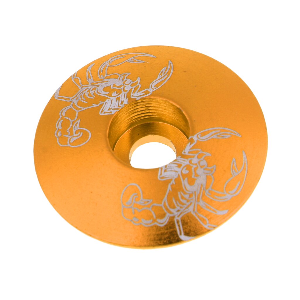 Premium aluminiumslegering mtb landevejscykel frempind headset top cap cover dele tilbehør - forskellige farver: Guld skorpion