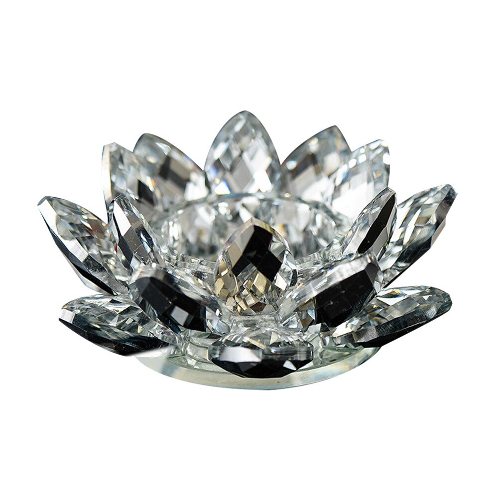 Candelabro de cristal con forma de flor de loto de cristal, soporte de luz de té, budista, para boda, Bar, , decoración del Día de San Valentín