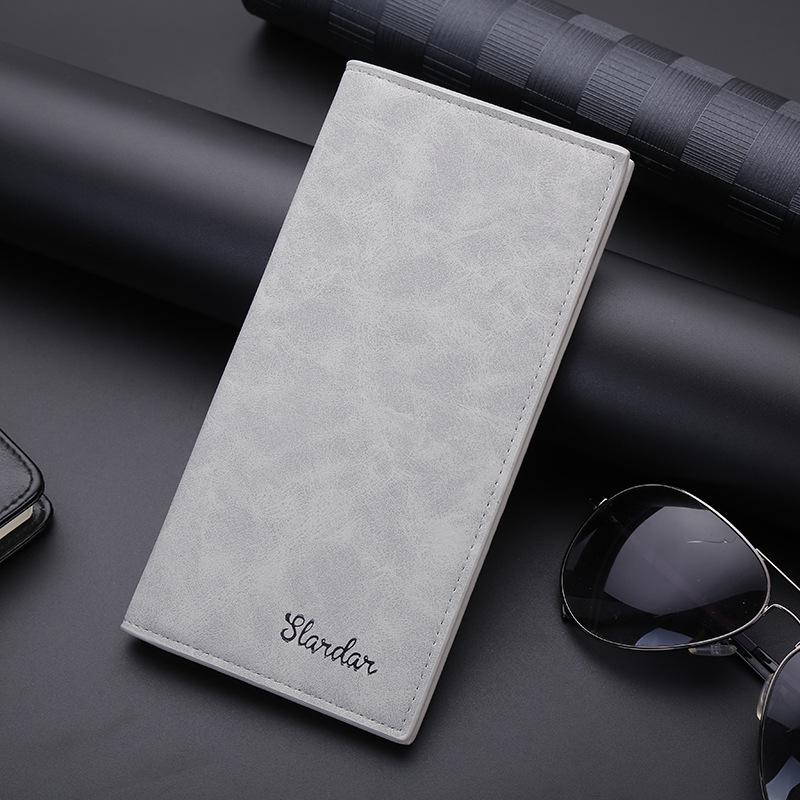 wallets for men short long slim thin for boy men's clutch bag famous billetera men leather purse Card Holder porte feuille homme: Gray long