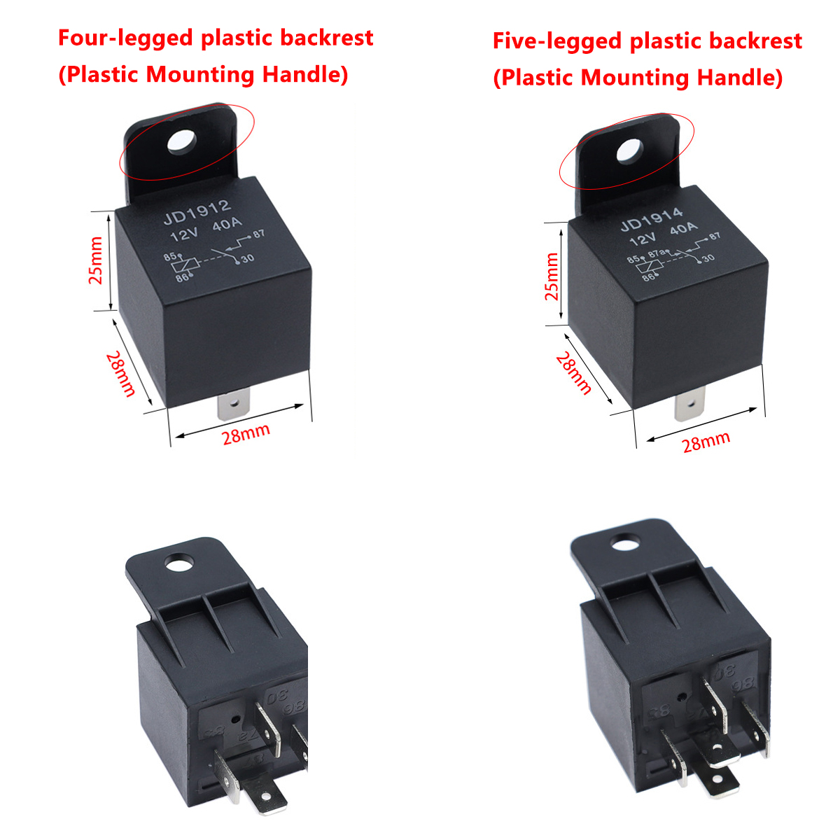 Relé de coche impermeable de 4, 5 pines, 4P, 5P, 40A, relés automotrices de larga duración, relé normalmente abierto DC 12V/24V para luz frontal, aire acondicionado