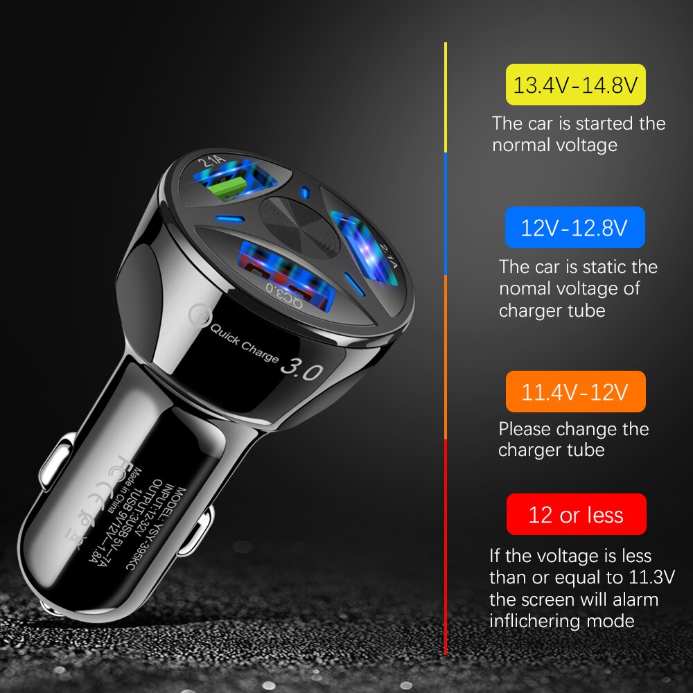 3 Poorten Auto Usb Telefoon Oplader Snel Opladen Snelle Auto Sigarettenaansteker Power Adapter Splitter 12-24V usb Autolader L15