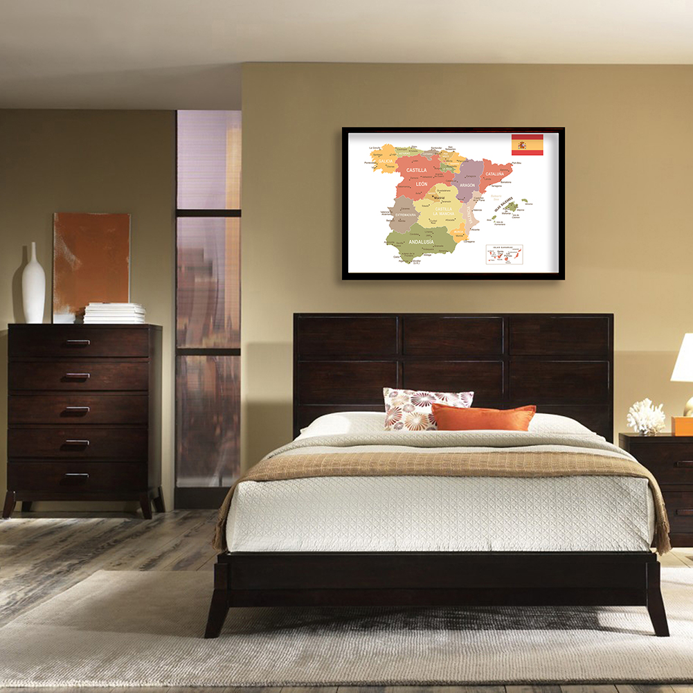 90*60cm In Spanish The Spain Map Wall Art Poster Canvas Painting Living Room Home Decoration Office School Supplies