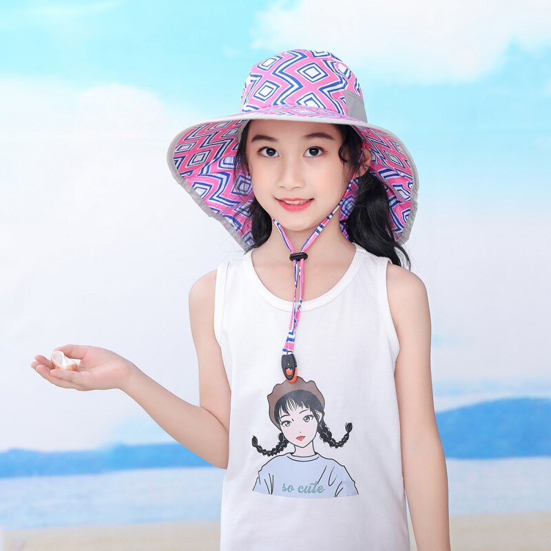 kid Bucket Hat Wide Brim Children Beach Sun Hat Summer Girls Boys Outdoor Travel Casual Hiking Hats