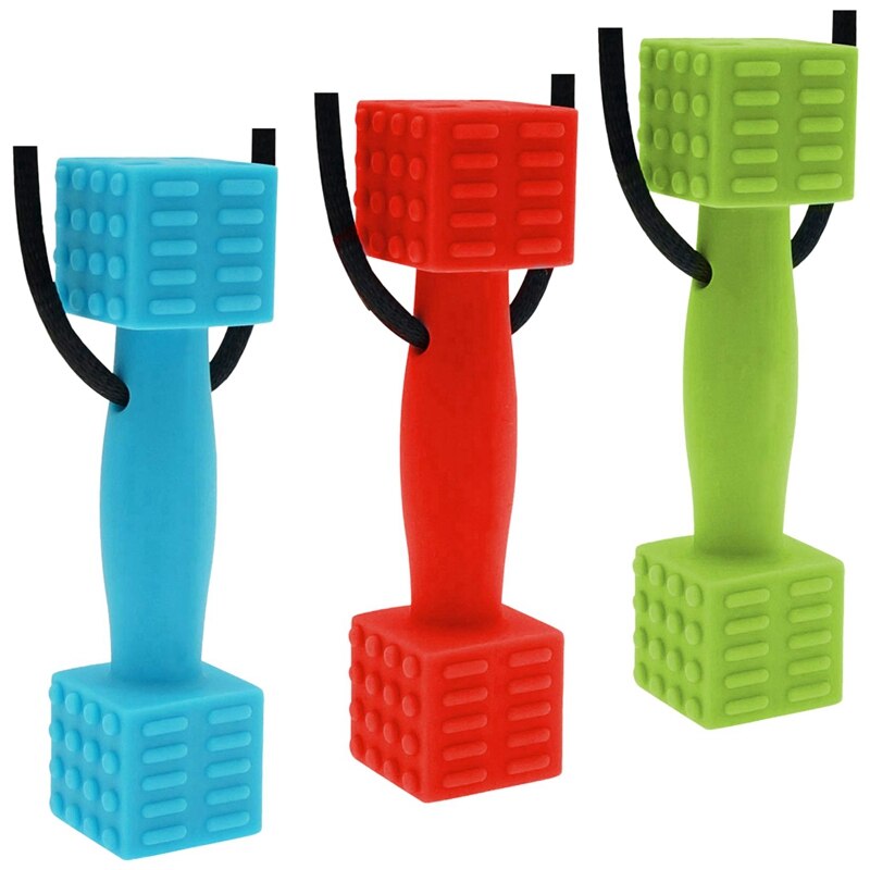 Ciondolo con manubri creativo sensuale ciondolo da masticare collana massaggiagengive giocattolo autistico asta molare per bambini