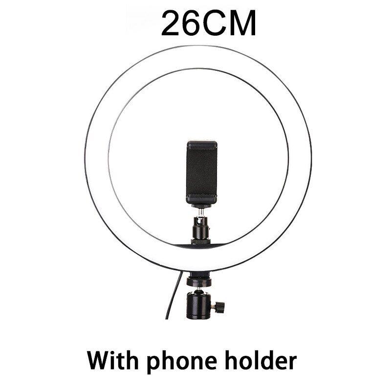 10 '' rgb selfie ring lys med stativ stander og telefonholder dæmpbar led bord cirkel lampe med 10 farver bærbare halo lys: Med telefonholder 2