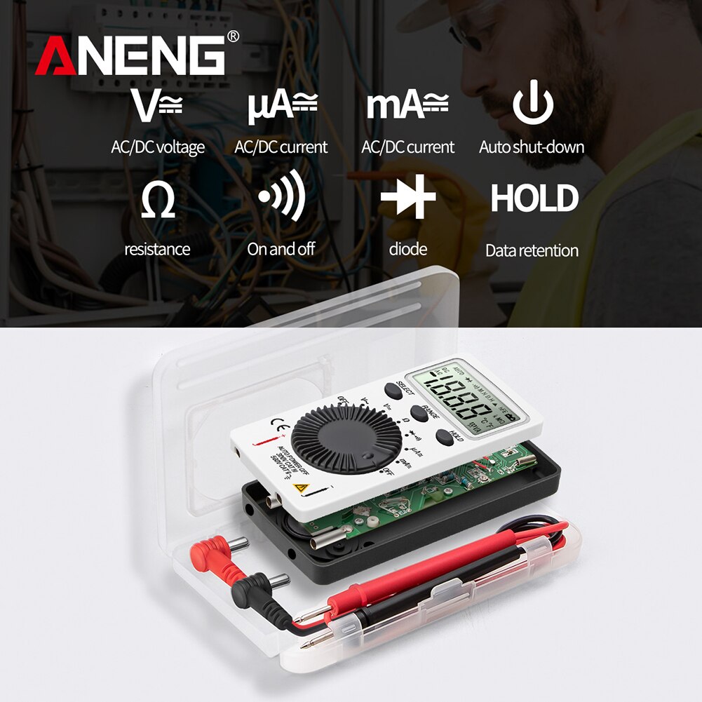 ANENG AN101 LCD Pocket Digital Multimeter Backlight AC/DC Automatic Portable Voltmeter Ammeter Ohm Tester