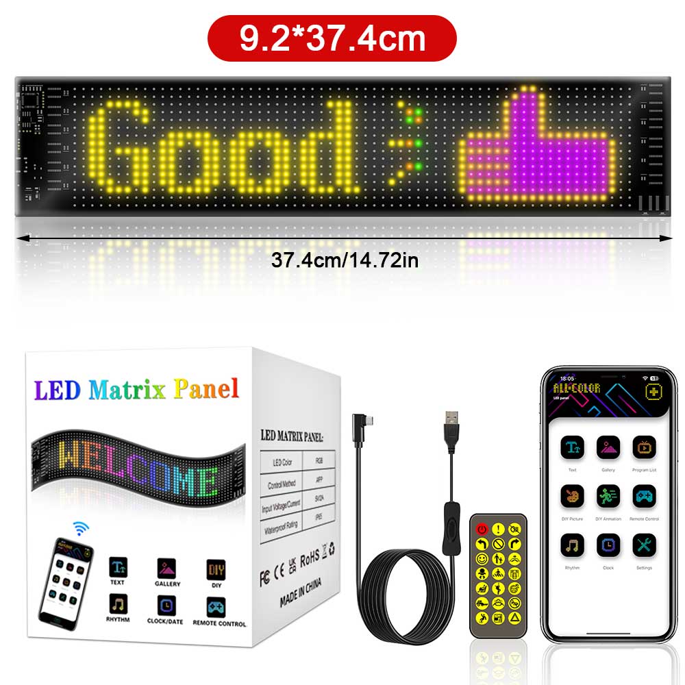 Rgb led billogo animation led matrix pixel panel gør-det-selv programmerbar bluetooth applikationskontrol kan bruges til jul: 4300k hvid gul