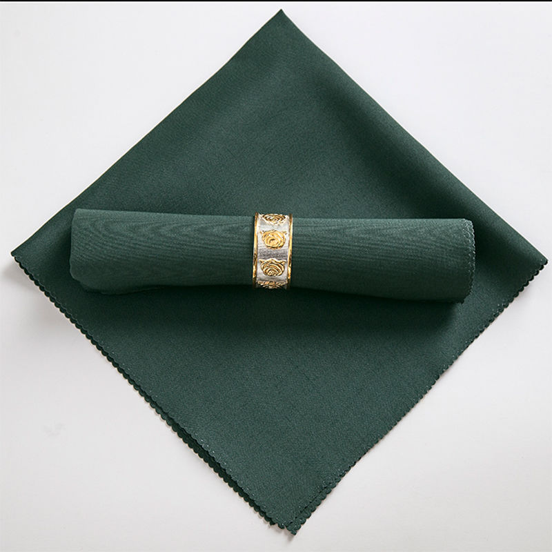 50X50Cm Servetten Doek Vierkante Satijnen Stof Servet Zakdoek Voor Bruiloft Verjaardag Thuis Party Hotel Goud geel: dark green