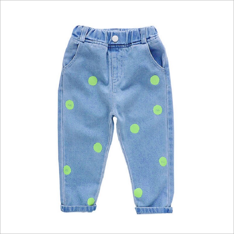 Forår sommer børnetøj vilde jeans til piger bløde løse punkter jeans til børns jeans baby piger toddler denim bukser