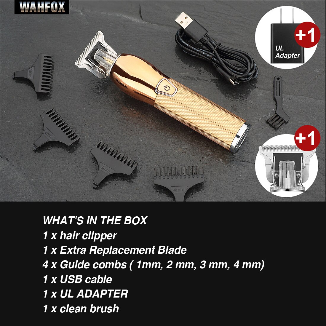 WAHFOX Hair Cutting Machine Cordless Barber Hair Clippers For Men Rechargeable Beard Trimmers Electric Haircut