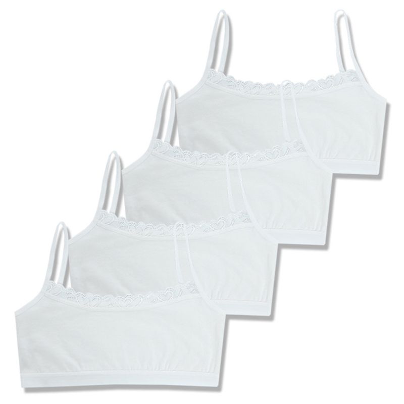 4 pz/lotto pizzo cotone ragazze formazione reggiseno bambini reggiseni bambini gilet adolescenti biancheria intima adolescente: B