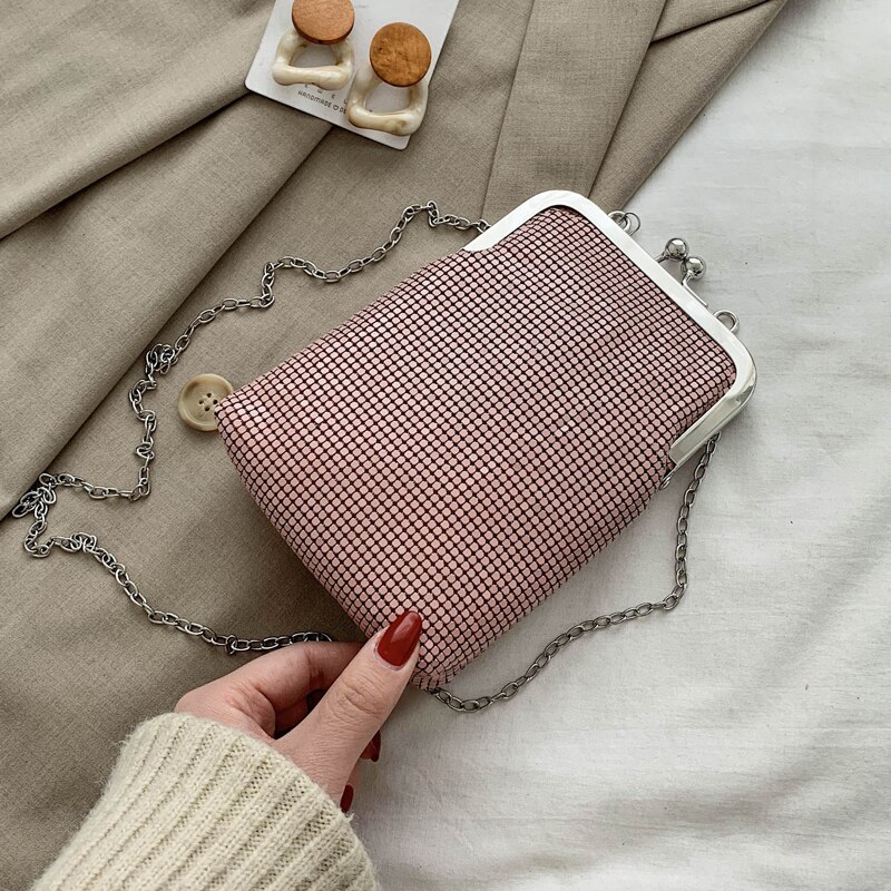 Metallic Casual Ladis Clutch Bag Purses and Handbags Shoulder Chain Bag Crossbody Mini Bag Female Evening Bag