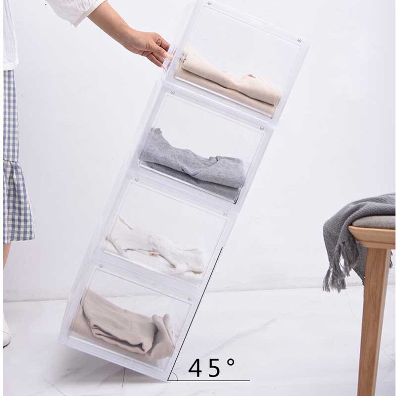 Baffect 1 pak transparante schoenendoos plastic schoenendoos organizer voor schoenenblikhouder  eu46 sportschoenen stapelbaar schoenenrek