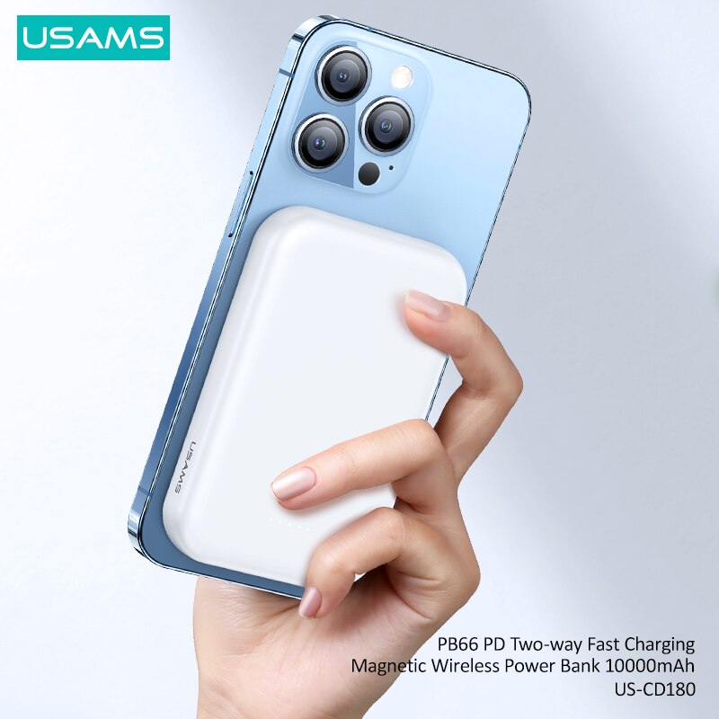 USAMS 20W 10000mAh magnetisch kabellos Schnell Ladung Energie Bank PD Zwei Weg Schnelle Aufladen Energie Für iPhone 12 13 batterie Pack