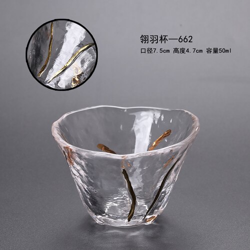 Japanske snapseglas kop krusning guldkant whiskyglas vintage vinglas home kieliszki do wina juice glas  ac50gc: Stil 1-50ml