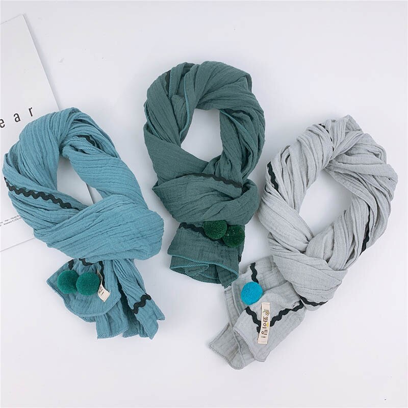 Høst vinter ensfarget bomull lin barneskjerf varmt takrenne jenter smekker matchende enkel pustende komfortabel baby  c83