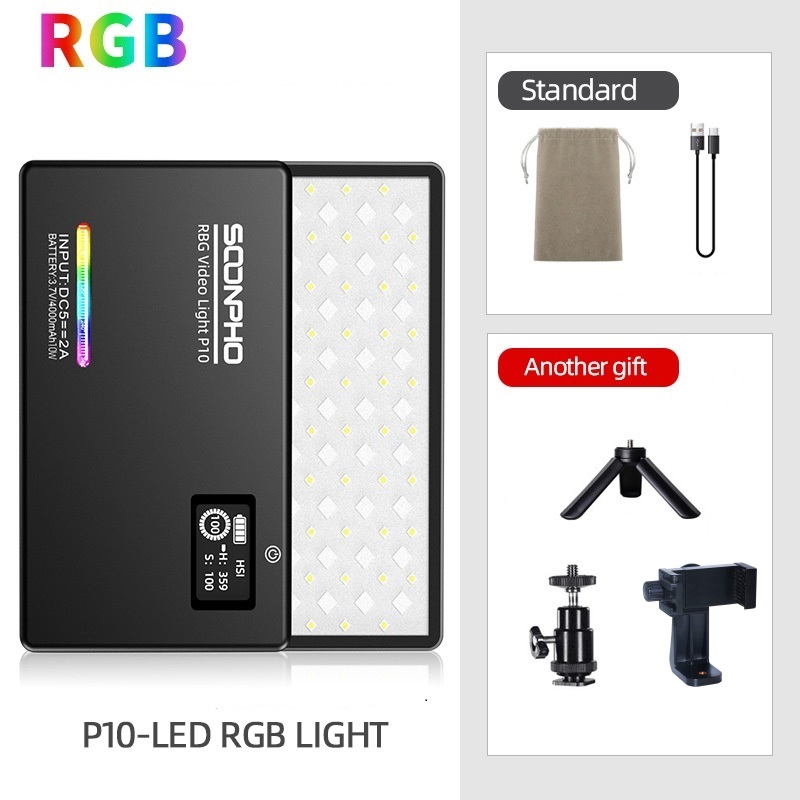 SOONPHO P10 LED RGB Video Licht Professionele CRI 97 Fotografische Verlichting 2500 K-8500 K Bi kleur Voor Fotostudio Draagbare Lamp: Paars
