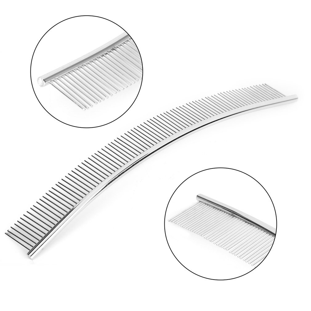 Moon Shaped Pet Grooming Comb Stainless Steel Beauty Removes Fleas Curved Row Dog Opening Durable Comb