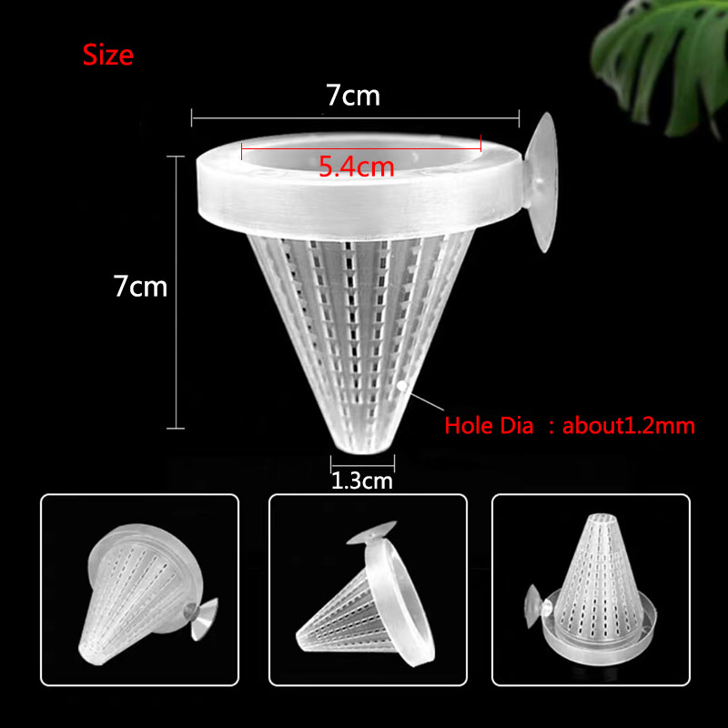 Alimentador automático de plástico con ventosa para acuario, alimentación de gusano rojo, cono de tanque de peces, comida viva, cesta de tolva cónica, 1 ud.: Blanco