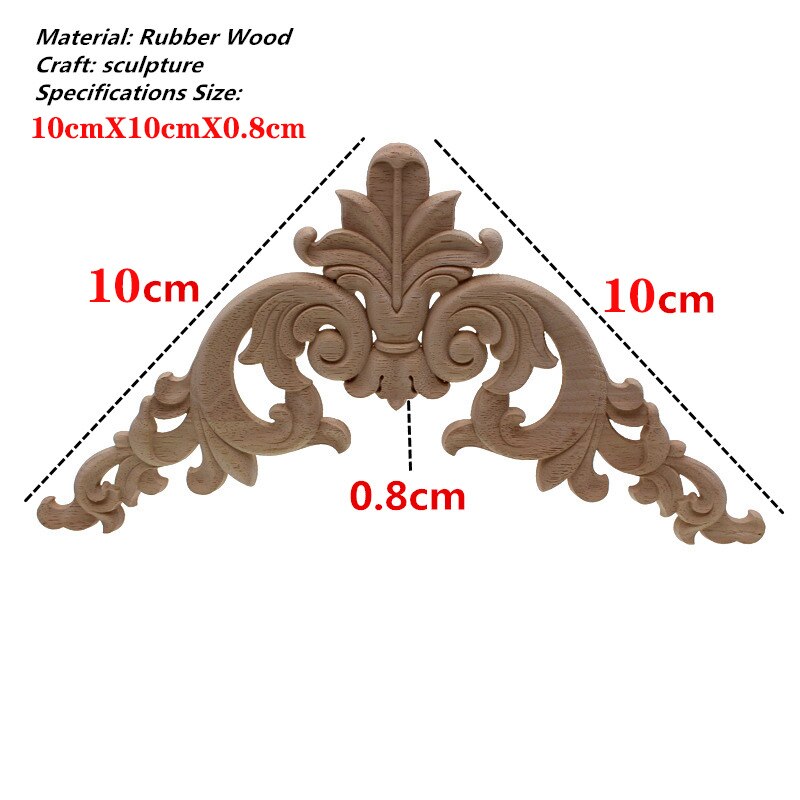 Vzlx treskåret onlay applikasjoner snekker ramme dekal møbler dekorasjon tre håndverk dekorativ blomst ornament: 10 cm x 10cm