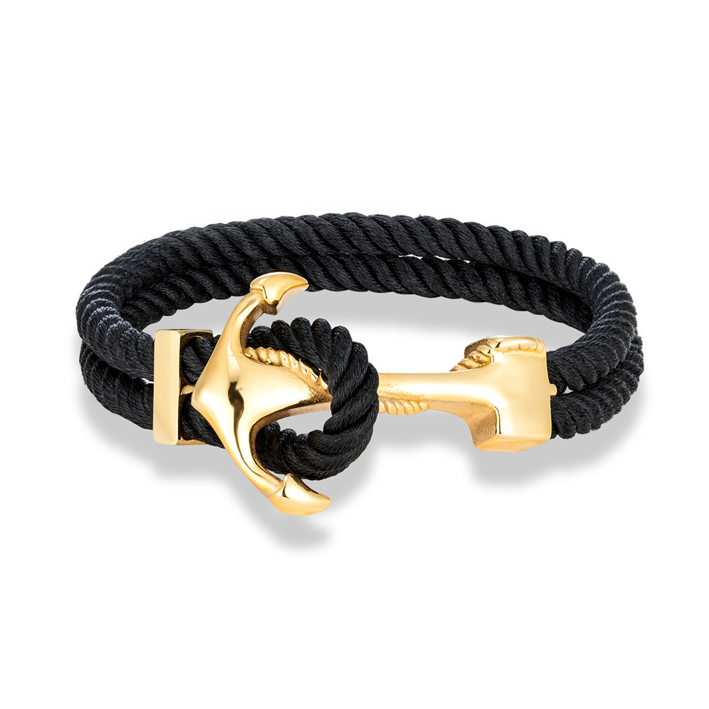MKENDN Men Anchor Bracelet Woven Multilayer Survival Rope Bracelets For Women Gold Color Stainless Steel Sailor Buckle