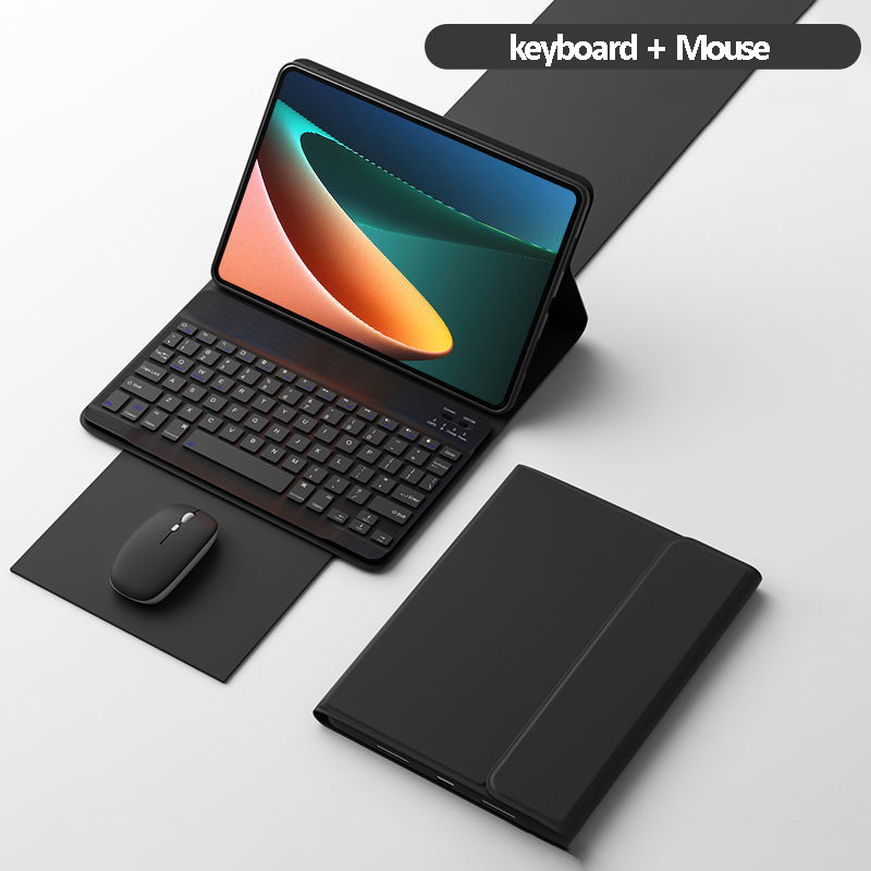 Funda para Xiaomi Mi Pad 5 con teclado, ratón inalámbrico retroiluminado con LED para Xiaomi Mipad 5 5 pro, funda magnética, ratón inalámbrico gratis: Ipad pro12.9 / Blanco