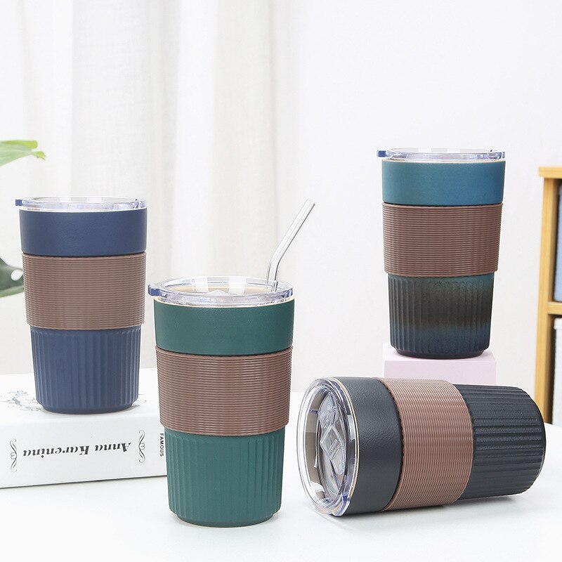 Thermische Isolatie Hittebestendig Mark Koffie Porseleinen Beker Met Deksel En Stro Creatieve Auto