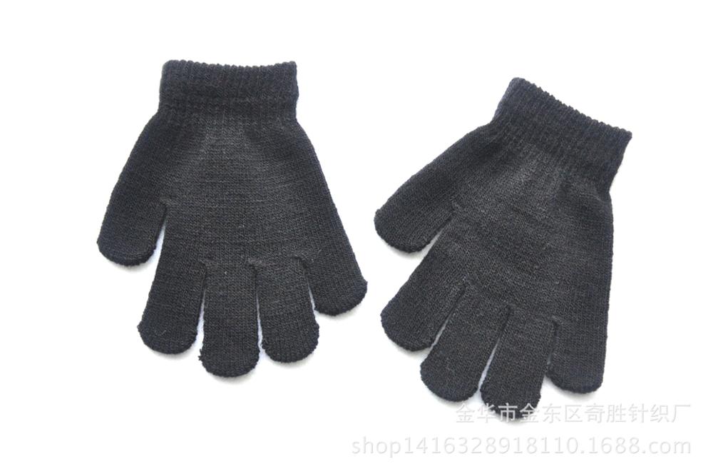 Candy Solid Color Winter Kids Gloves Mittens Children Girls Boys Student Writing Keep Warm Finger Gloves For 7-11 Years Old: black