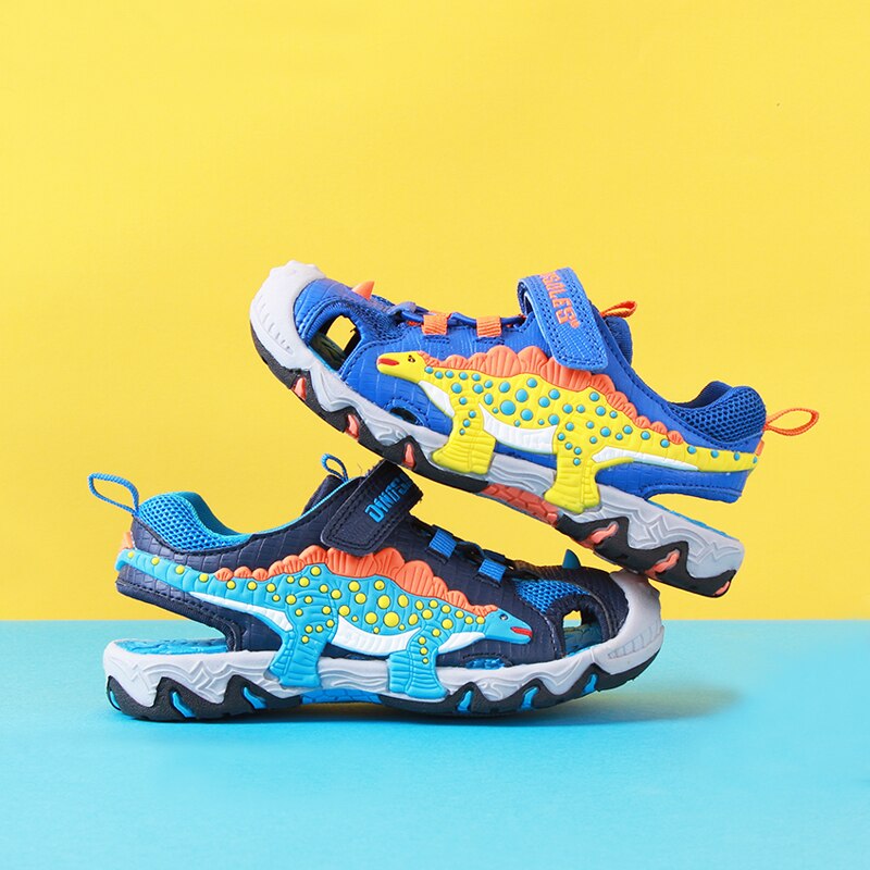 Dino Zomer Jongens Kinderen Sandalen Knipperende Dinosaurus Lederen Kids Led Light Up Casual Outdoor Strand Schoenen Ademend Sandaal 27-34