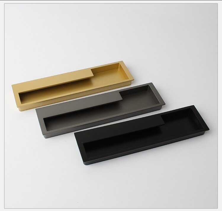 15.75" Black/Gray/Embedded Stealth Door Handle Slotted Drawer cupboard wardrobe hidden door handles sliding door pull