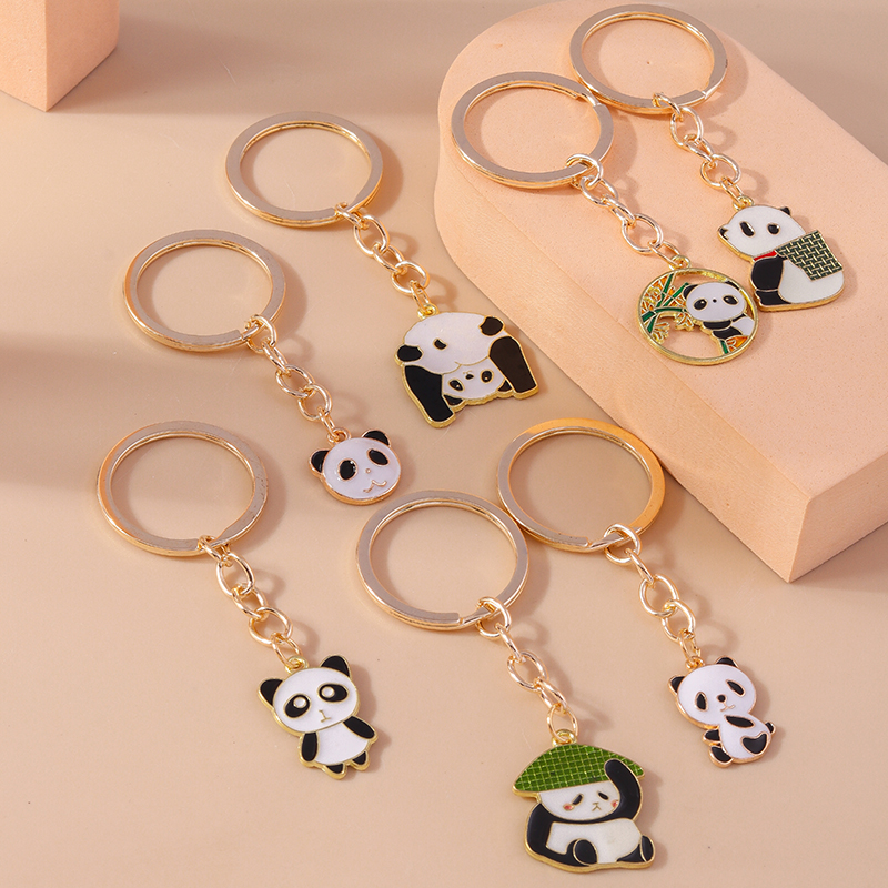 Mooie Email Panda Sleutelhanger Dier Sleutelhanger Voor Mannen Vrouwen Sleutelhanger Handtas Hangers Charme Diy Kid 'S Sieraden