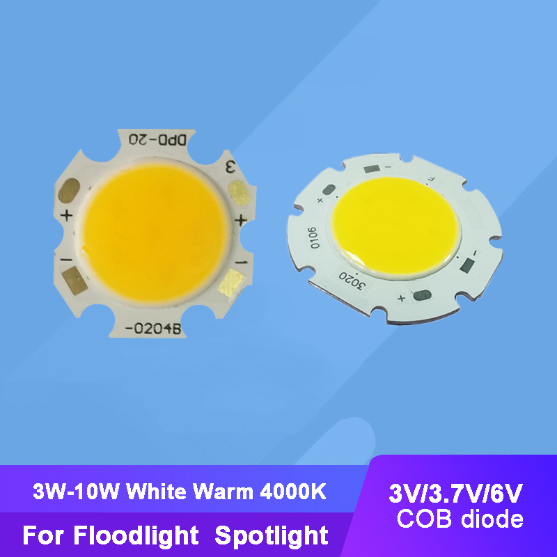 Entrada 3V 6V 3W - Luz COB LED 4000K Blanco Cálido 10W + Sustrato Estrella