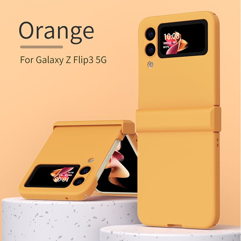 Candy Kleur Siliconen Case Voor Samsung Galaxy Z Flip 3 5G Vouwen Shockproof Skin Telefoon Cover Voor Samsung Z flip3: orange