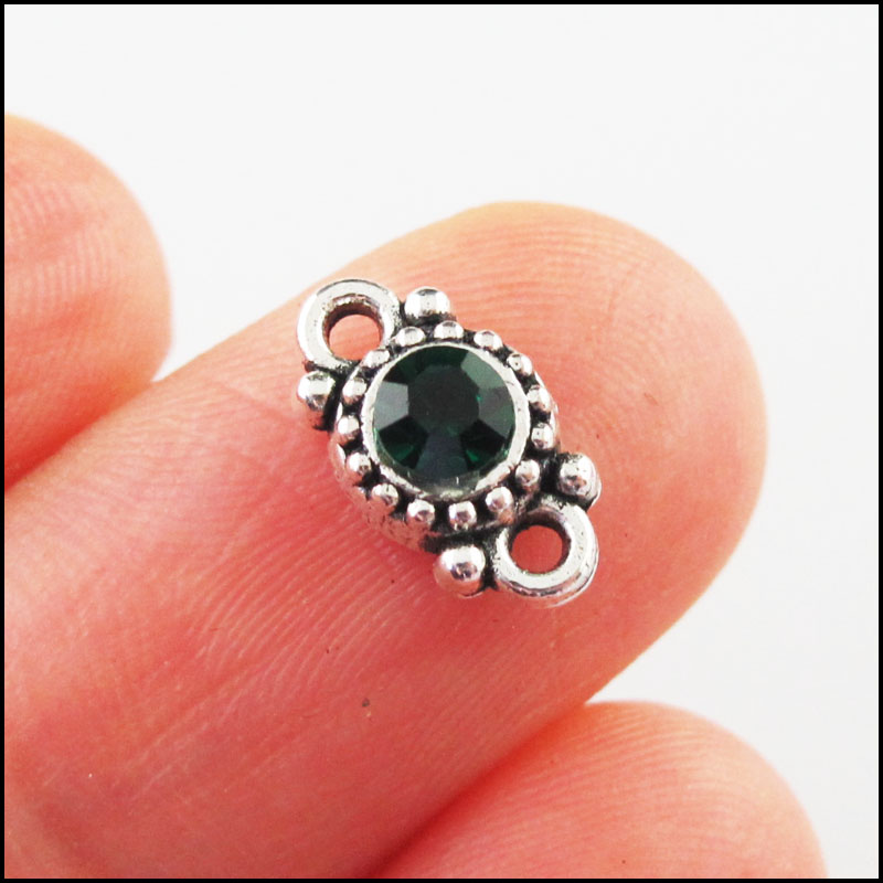 30 pièces cristal mélangé tibétain argent plaqué rond fleur charmes connecteurs 6.5x11.5mm: PLAQUÉ ARGENT