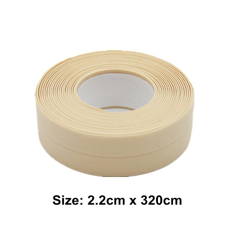 Pvc Badkamer Keuken Douche Afdichtstrip Sink Bad Kalefateren Tape Wit Pvc Zelfklevende Waterdichte Muur Tape Voor Badkamer Keuken: Beige 2.2cm