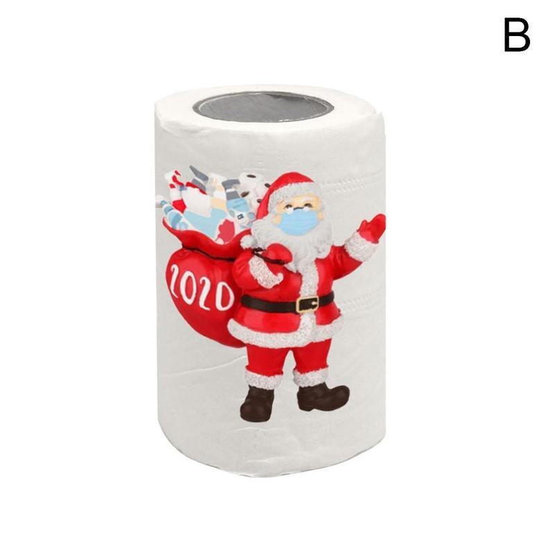 Papier toilette de noël motif couleur père noël bonhomme de neige papier hygiénique maison de noël Navidad papier toilette de noël: B
