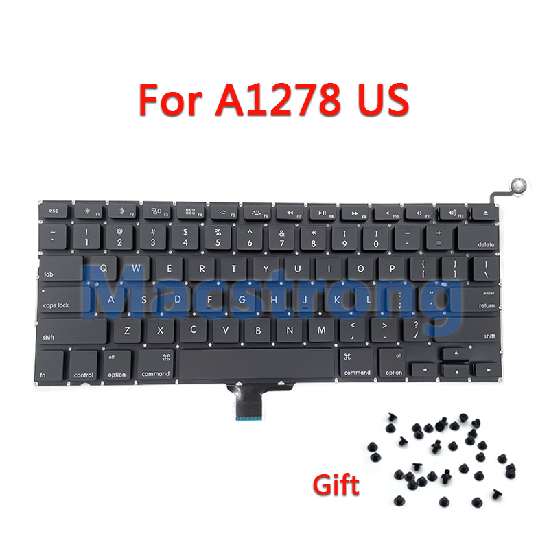 Clavier américain pour MacBook Pro 13 &quot;A1278, avec vis, d&#39;origine, thaïlandais, coréen, danois, italien, russe, royaume-uni, FR, ES