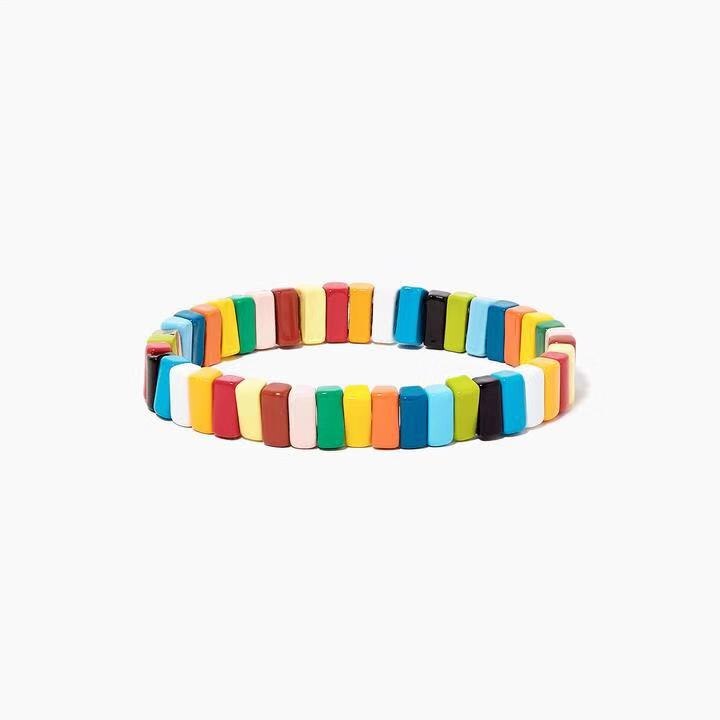 Bohemian Necklace Handmade Friendship Knit Weaving Stackable Enamel Rainbow Tile Necklace Street Photography Necklace: necklace 12