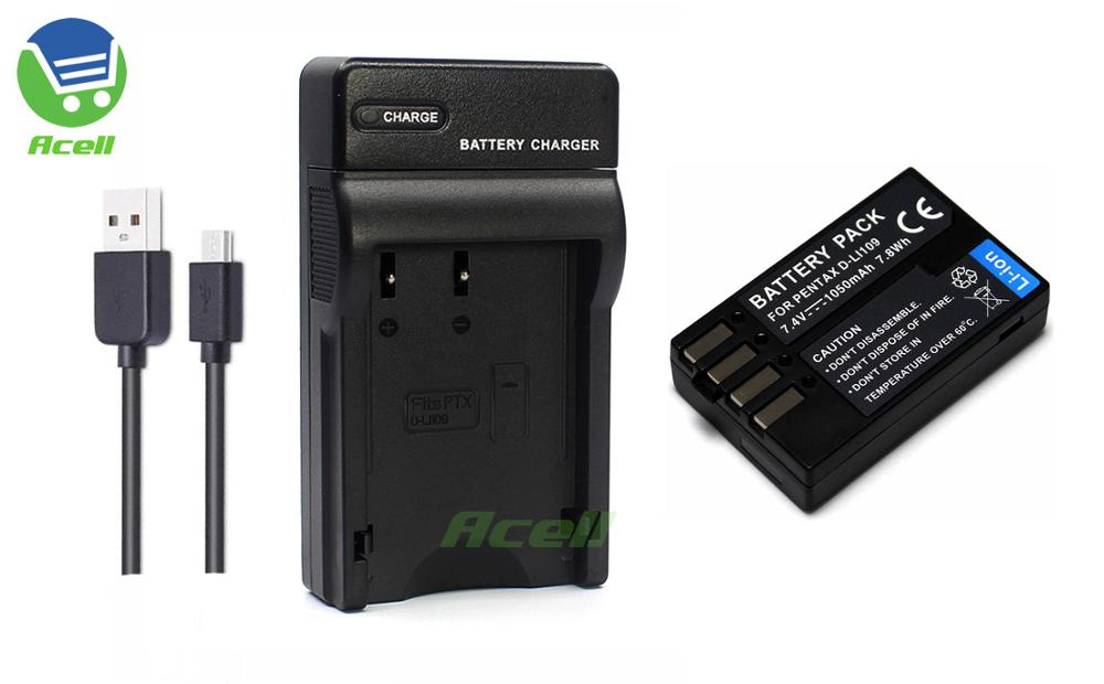Batterie D-LI109 pour appareil photo PENTAX KP K-70 k-r K-30 K-50 K-S1 K-S2 K-500 K70 Kr K30 K50 KS1 KS2 K500 DSLR: 1Battery 1Charger