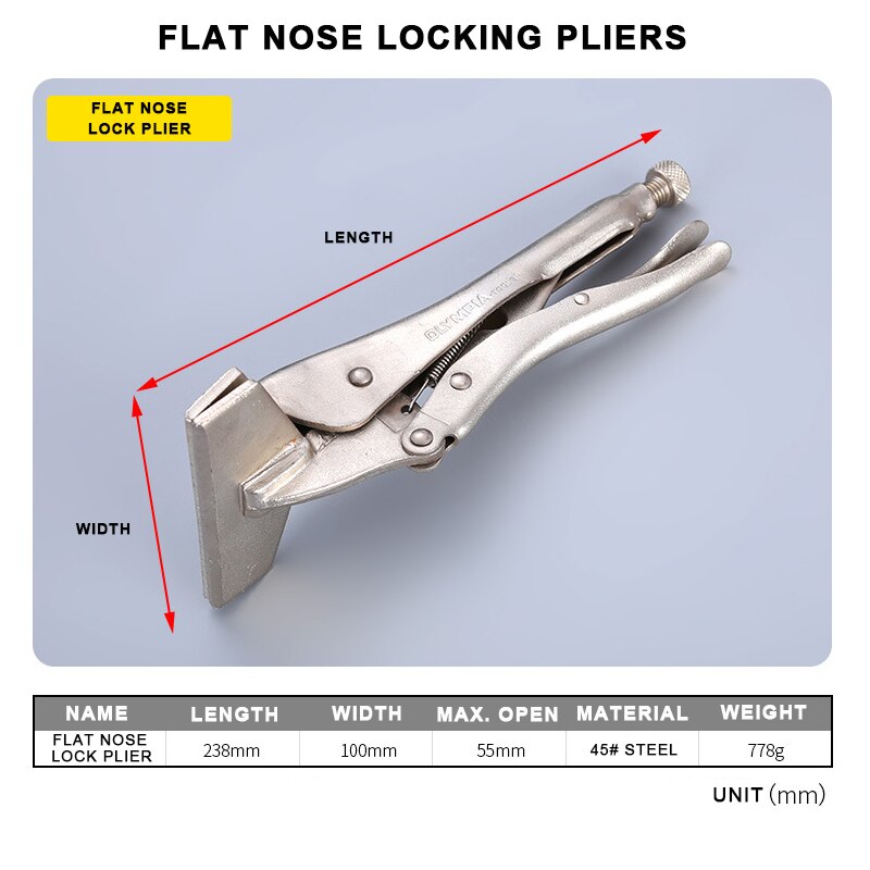 Locking Pliers Fix Locator C Clamp Pincer Grips Ground Mouth Woodwork Grip Vise Lock Plier Clamping Hand Tools Weld Clip Tool: Flat Nose Lock
